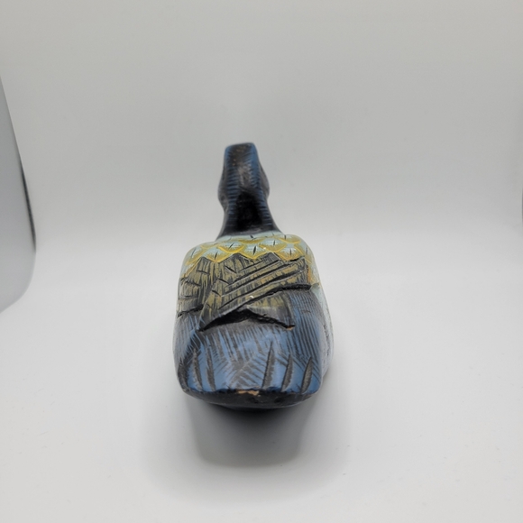 Wooden Duck Decoy Decor Handcarved Glass Eyes Hand Painted Small 3x8x2 - Picture 4 of 8